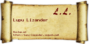 Lupu Lizander névjegykártya